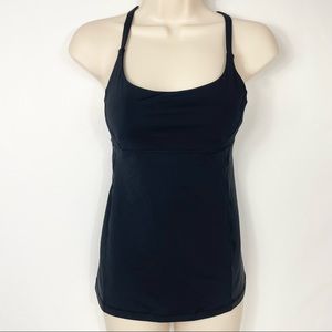 Lululemon Black Tank Top Classic Camisole Criss Cross Straps Built in Bra 4